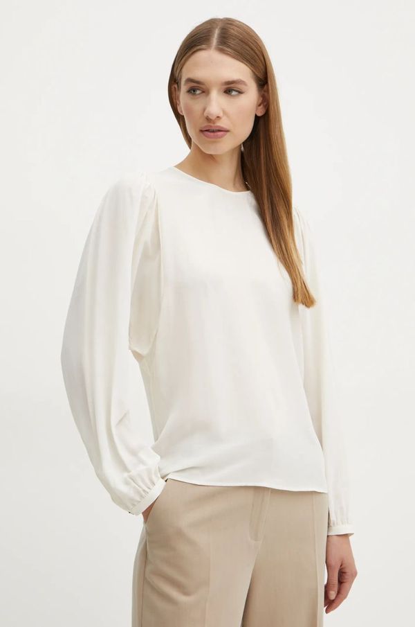 Boss Orange Bluza s primesjo svile Boss Orange bež barva, 50530950