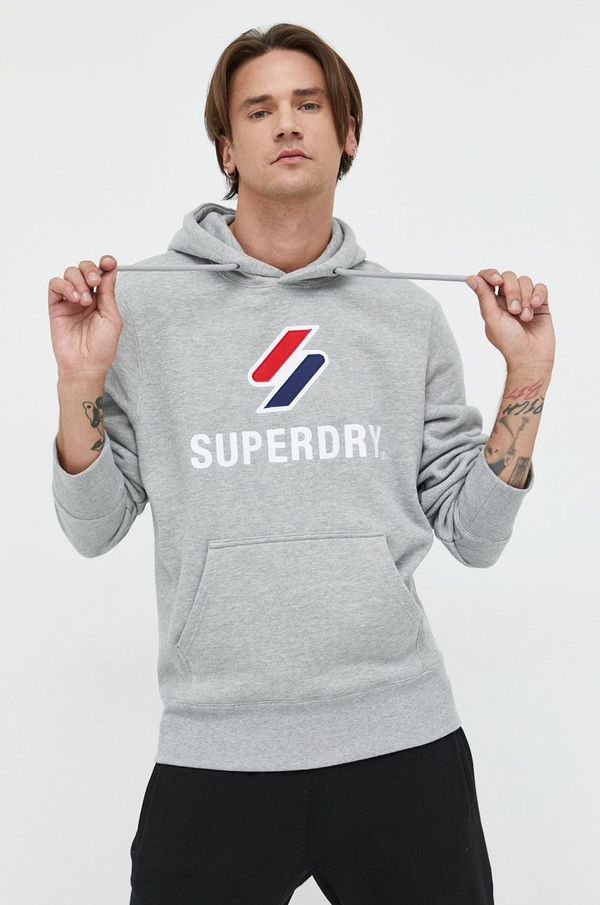 Superdry Bluza Superdry moška, siva barva, s kapuco