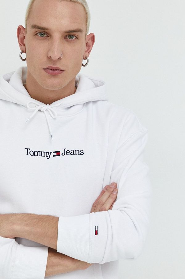 Tommy Jeans Bluza Tommy Jeans moška, bela barva, s kapuco