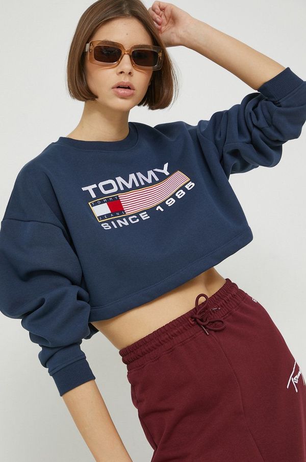 Tommy Jeans bluza Tommy Jeans ženska, mornarsko modra barva