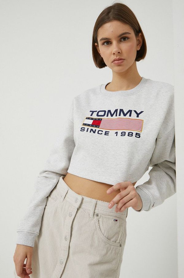 Tommy Jeans bluza Tommy Jeans ženska, siva barva