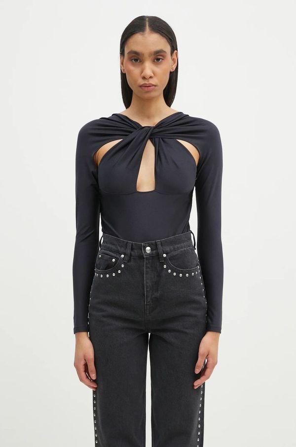 coperni Body Coperni Twisted Cut-Out Jersey Bodysuit ženski, črna barva, COPJS19545C