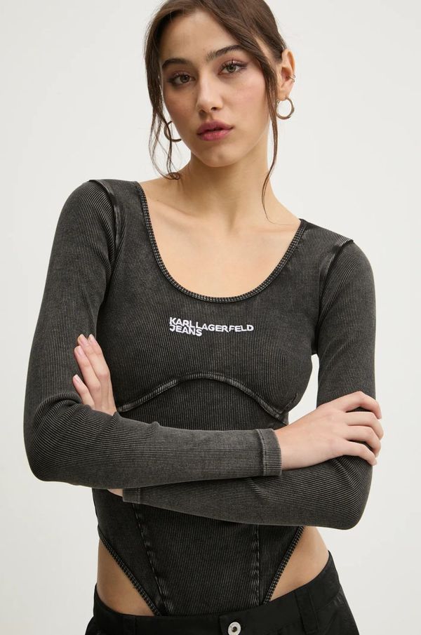 Karl Lagerfeld Jeans Body Karl Lagerfeld Jeans ženski, siva barva, A1W17041