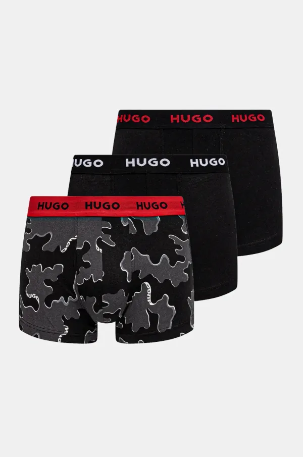 HUGO Boksarice HUGO 3-pack moške, črna barva, 50532550