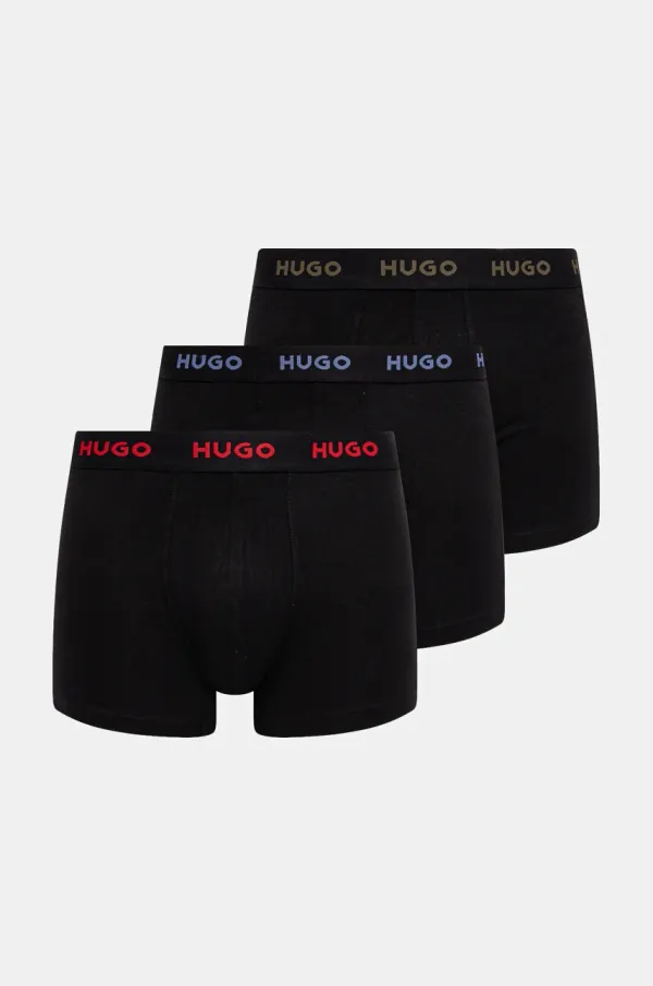 HUGO Boksarice HUGO 3-pack moške, črna barva, 50532613