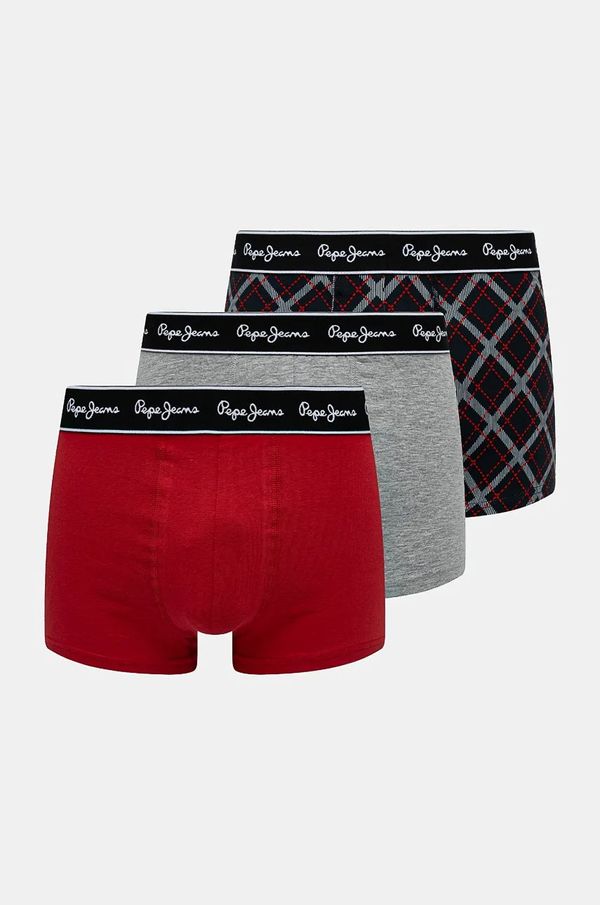 Pepe Jeans Boksarice Pepe Jeans TARTAN 3-pack moške, siva barva, PMU11162