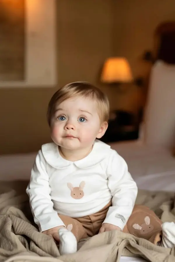 Donsje Bombažen body za dojenčka Donsje Davo Bodysuit Fluffy Bunny
