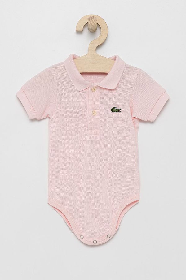 Lacoste Bombažen body za dojenčka Lacoste roza barva
