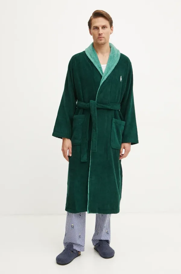 Polo Ralph Lauren Bombažen kopalni plašč Polo Ralph Lauren zelena barva