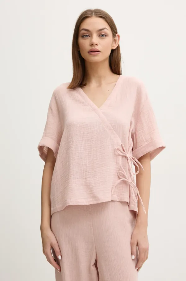 Chantelle Bombažen pižama t-shirt Chantelle roza barva, C18OJ5