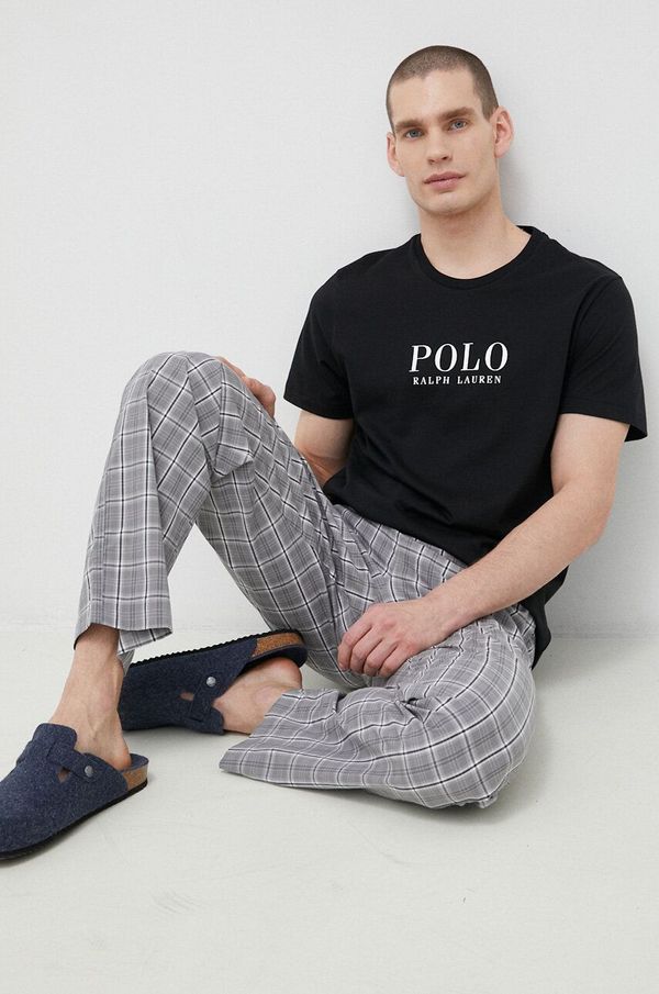 Polo Ralph Lauren Bombažen pižama t-shirt Polo Ralph Lauren črna barva