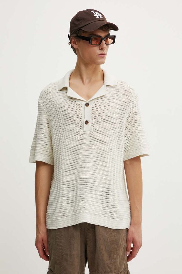 Abercrombie & Fitch Bombažen polo Abercrombie & Fitch bež barva