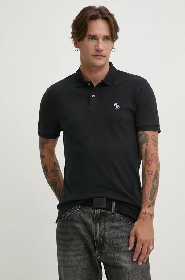 Abercrombie & Fitch Bombažen polo Abercrombie & Fitch črna barva, KI124-4374