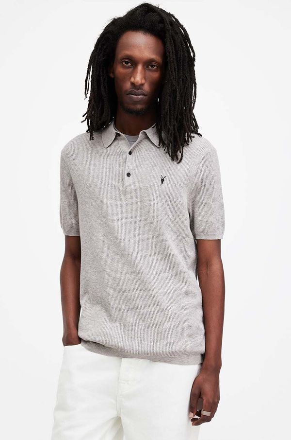 AllSaints Bombažen polo AllSaints AUBREY SS siva barva, M020KA