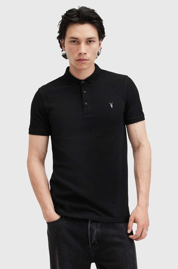 AllSaints Bombažen polo AllSaints REFORM črna barva, M075PB