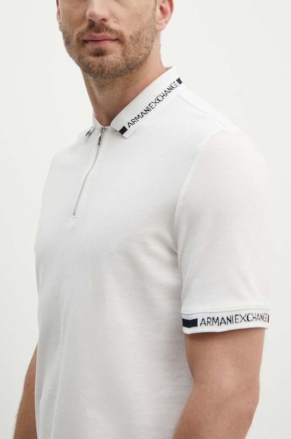 Armani Exchange Bombažen polo Armani Exchange bela barva