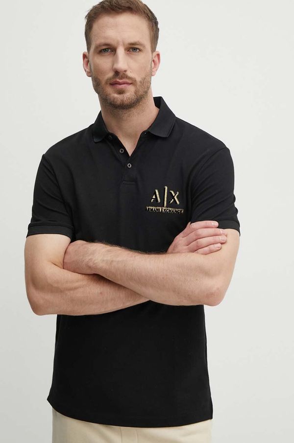 Armani Exchange Bombažen polo Armani Exchange črna barva, 3DZFSB ZJM5Z