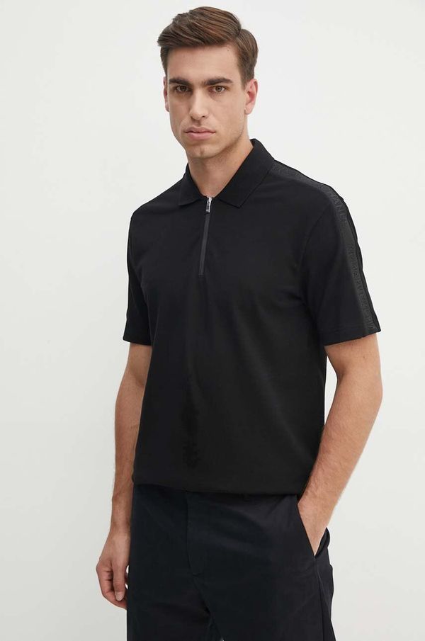 Armani Exchange Bombažen polo Armani Exchange črna barva, 6DZFLC ZJM5Z