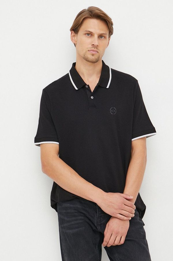 Armani Exchange Bombažen polo Armani Exchange črna barva