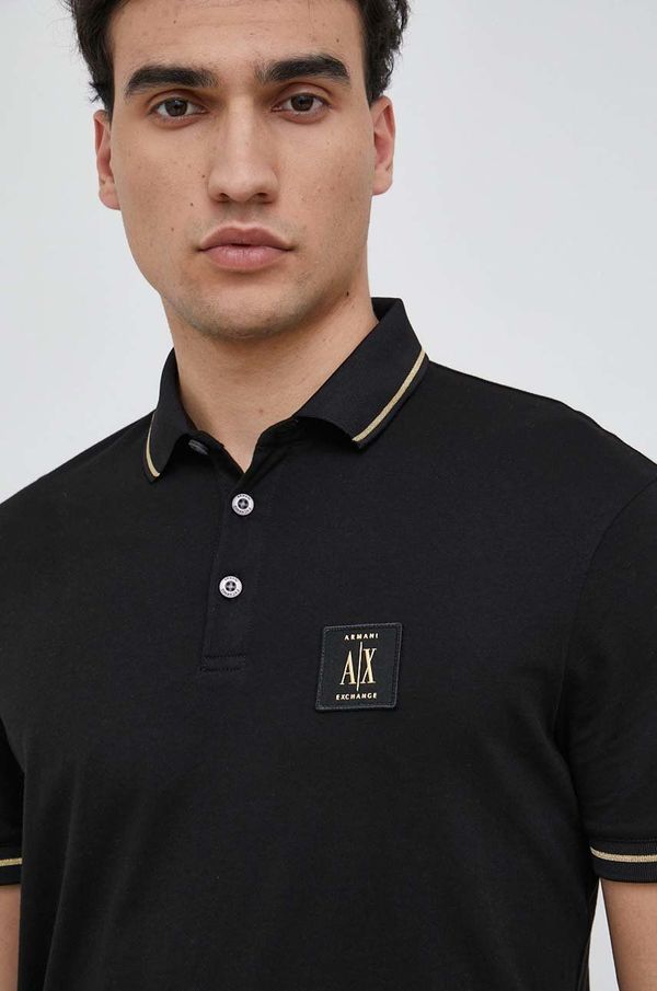 Armani Exchange Bombažen polo Armani Exchange črna barva