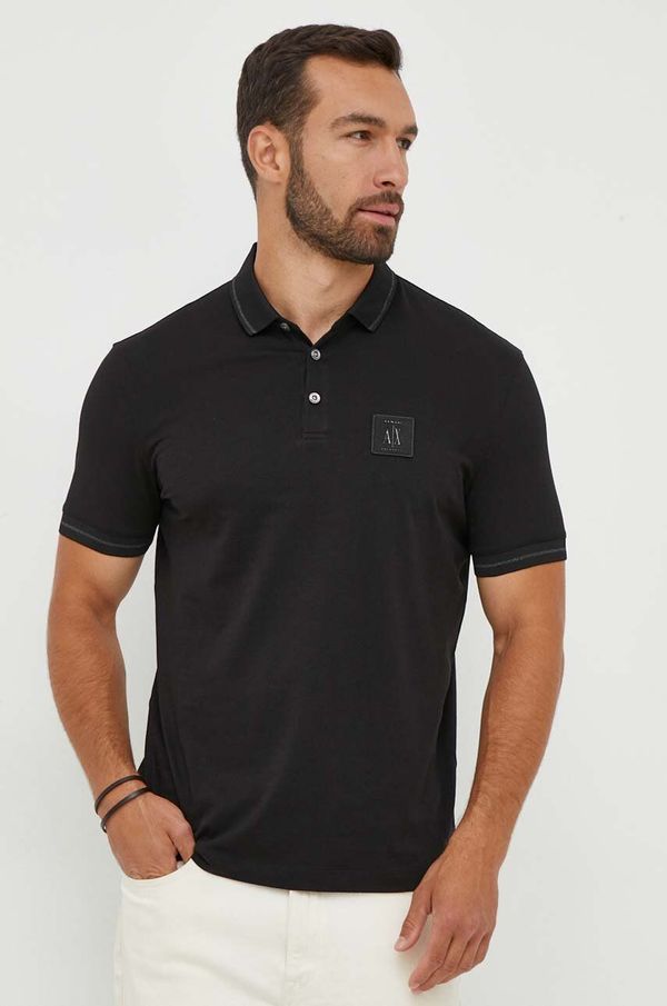 Armani Exchange Bombažen polo Armani Exchange črna barva