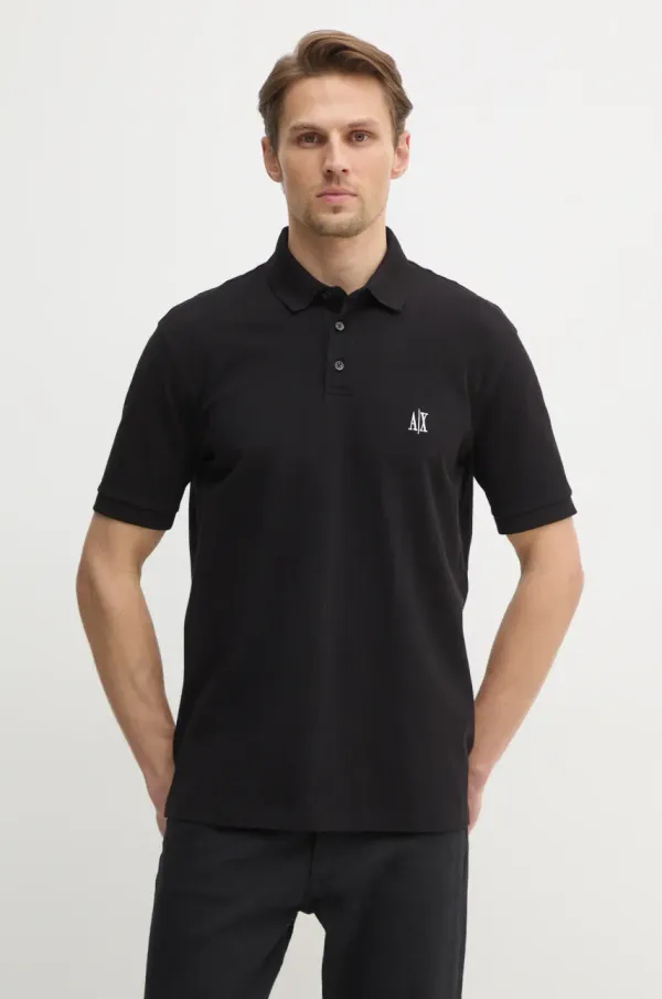 Armani Exchange Bombažen polo Armani Exchange črna barva, XM000367 AF13022