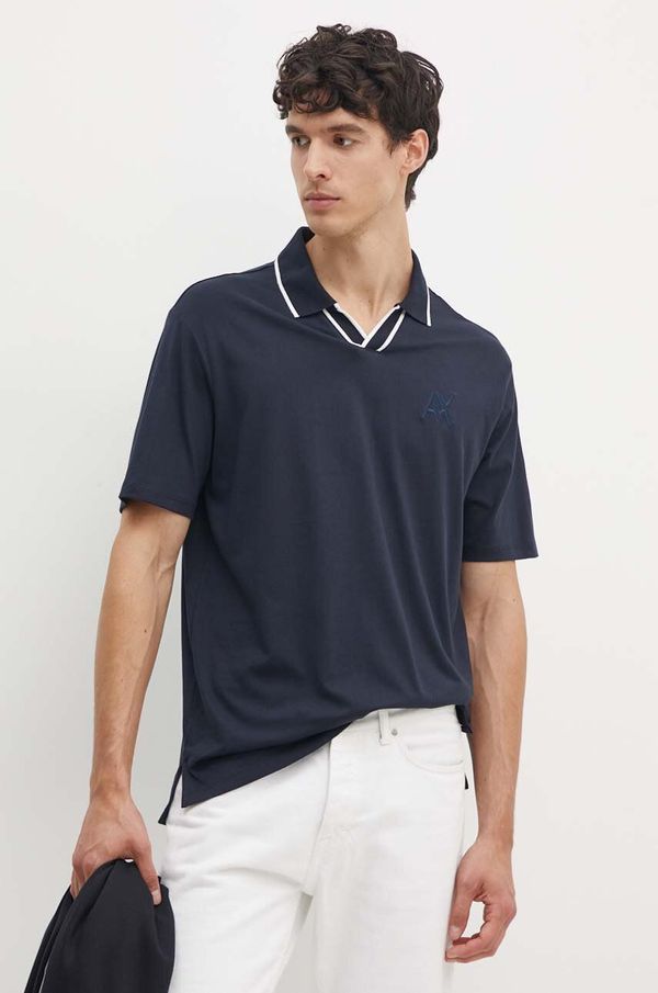 Armani Exchange Bombažen polo Armani Exchange mornarsko modra barva, 6DZFJS ZJBYZ