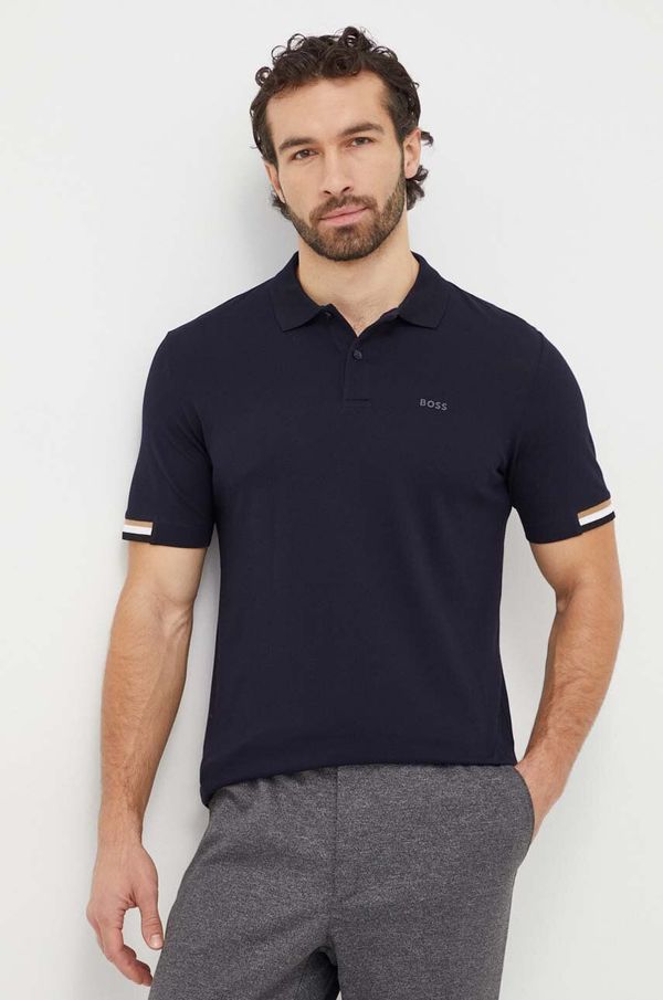 BOSS Bombažen polo BOSS črna barva