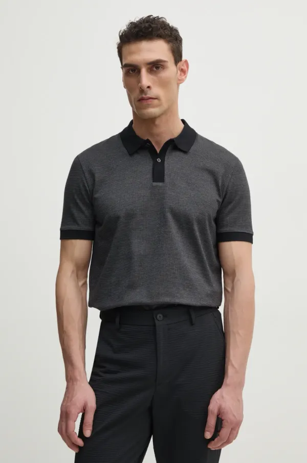 BOSS Bombažen polo BOSS moški, črna barva, 50532246