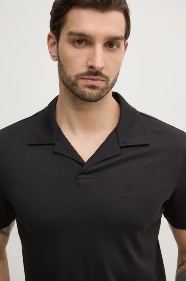 Calvin Klein Bombažen polo Calvin Klein črna barva, K10K114133
