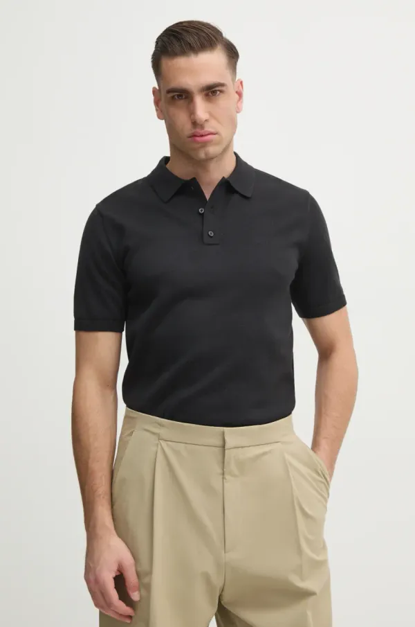 Calvin Klein Bombažen polo Calvin Klein črna barva, K10K114476