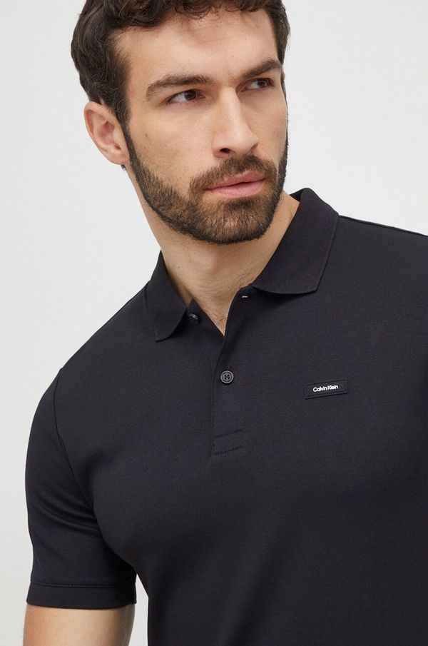 Calvin Klein Bombažen polo Calvin Klein črna barva