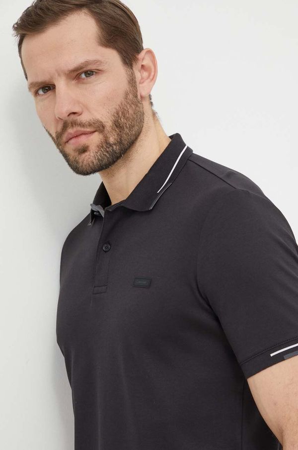 Calvin Klein Bombažen polo Calvin Klein črna barva