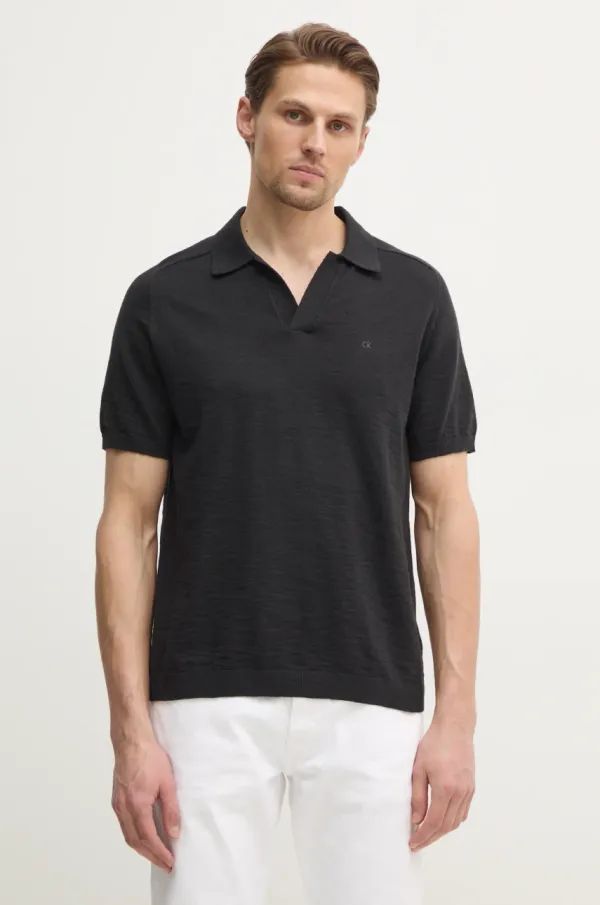 Calvin Klein Bombažen polo Calvin Klein moški, črna barva, K10K114087