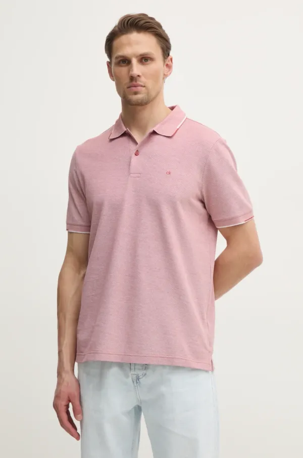Calvin Klein Bombažen polo Calvin Klein roza barva, K10K114475