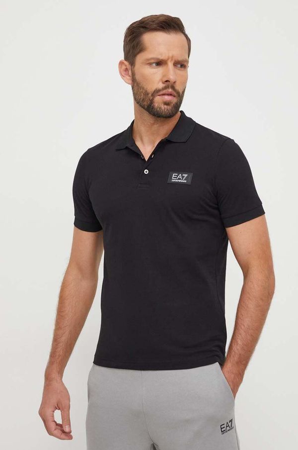 EA7 Emporio Armani Bombažen polo EA7 Emporio Armani črna barva