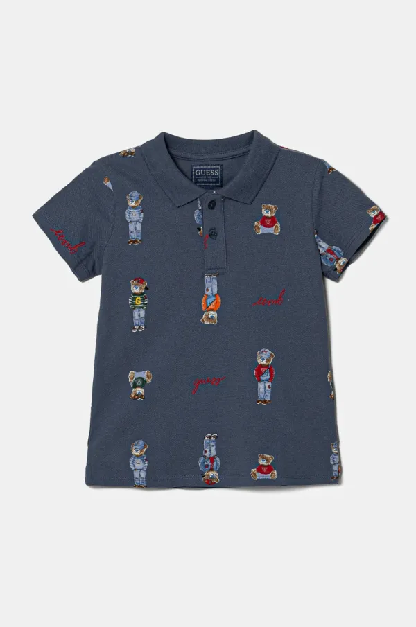 Guess Bombažen polo Guess mornarsko modra barva, N5RP02 KBV51