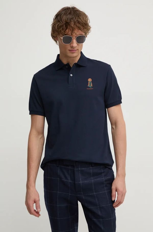 Hackett London Bombažen polo Hackett London mornarsko modra barva, HM563357