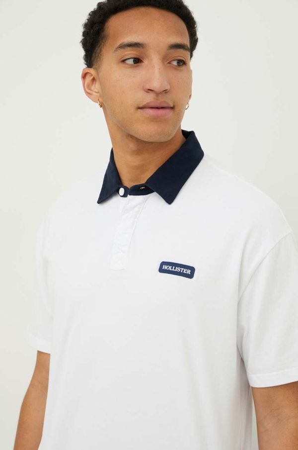 Hollister Co. Bombažen polo Hollister Co. bela barva