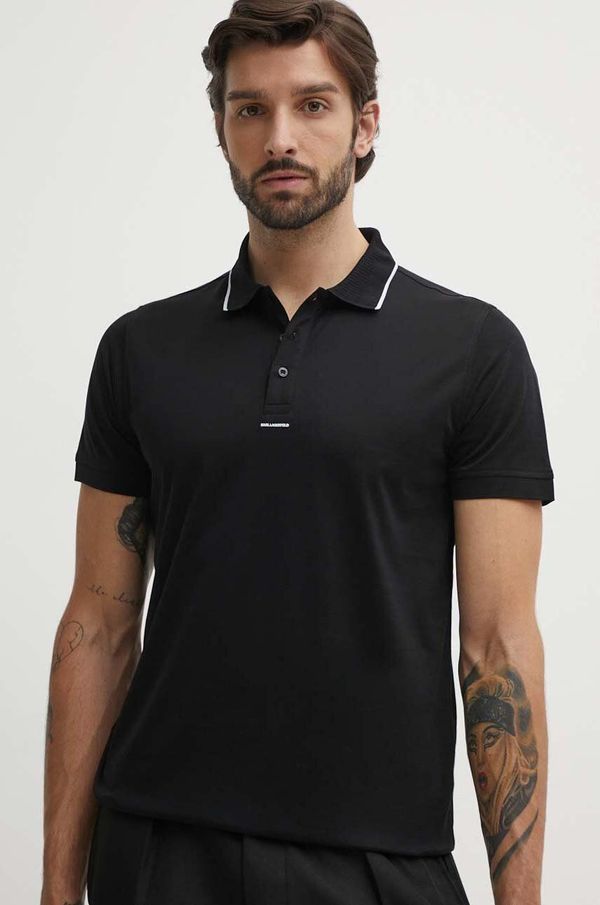 Karl Lagerfeld Bombažen polo Karl Lagerfeld črna barva, 542200.745002