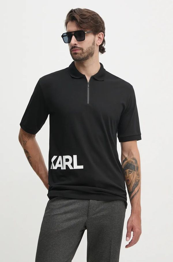 Karl Lagerfeld Bombažen polo Karl Lagerfeld črna barva, 544225.745440