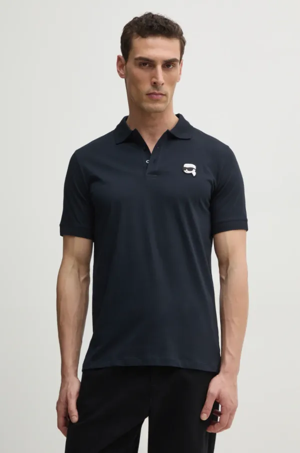 Karl Lagerfeld Bombažen polo Karl Lagerfeld moški, črna barva, 551224.745710