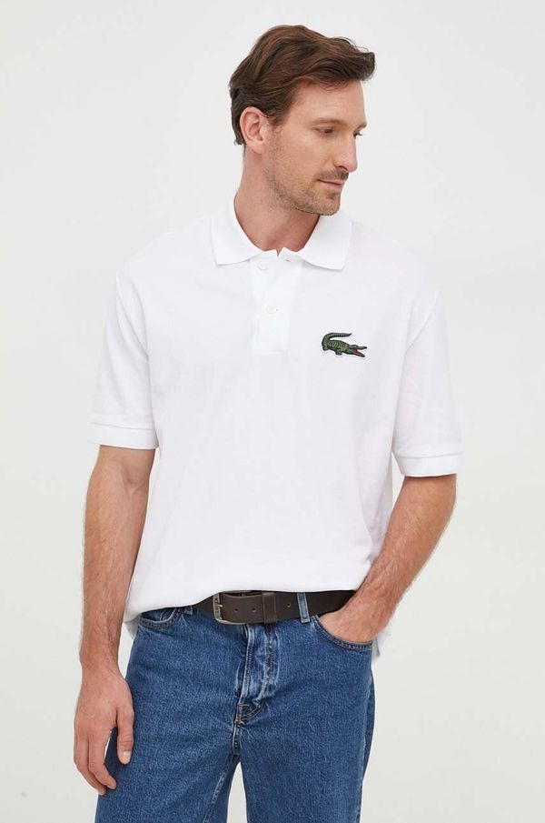 Lacoste Bombažen polo Lacoste bela barva