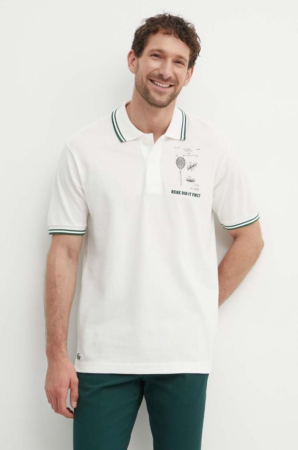 Lacoste Bombažen polo Lacoste bež barva