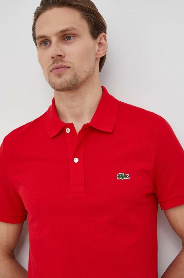 Lacoste Bombažen polo Lacoste rdeča barva