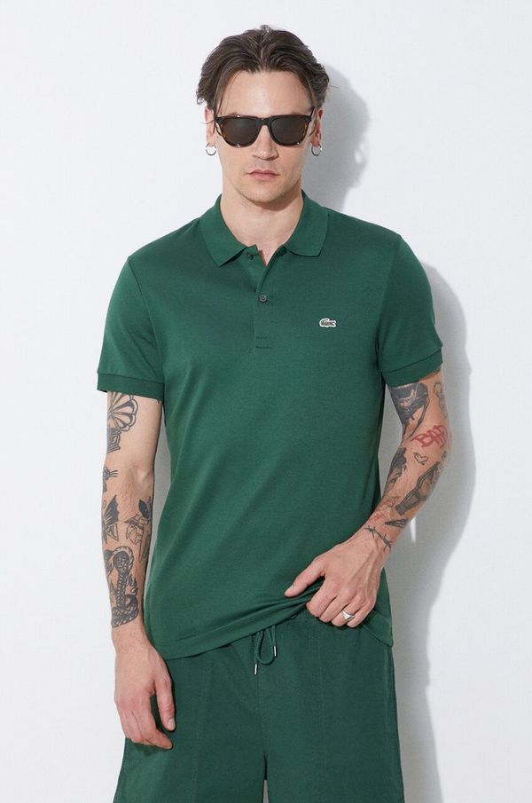 Lacoste Bombažen polo Lacoste zelena barva, DH2050