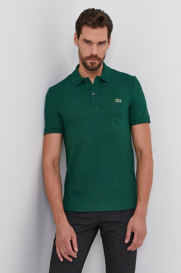 Lacoste Bombažen polo Lacoste zelena barva