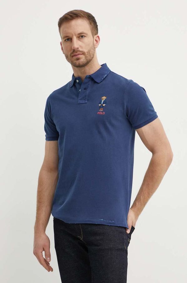 Polo Ralph Lauren Bombažen polo Polo Ralph Lauren mornarsko modra barva, 710934708