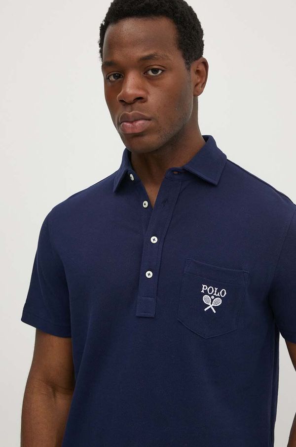 Polo Ralph Lauren Bombažen polo Polo Ralph Lauren mornarsko modra barva, 710952180