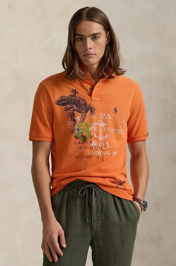 Polo Ralph Lauren Bombažen polo Polo Ralph Lauren oranžna barva, 710958250